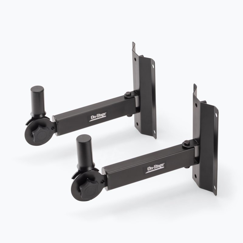 On-Stage SS7322B, Adjustable Wall-Mount Speaker Brackets, 80 lbs. Weight Capacity, Steel Construction, Black
