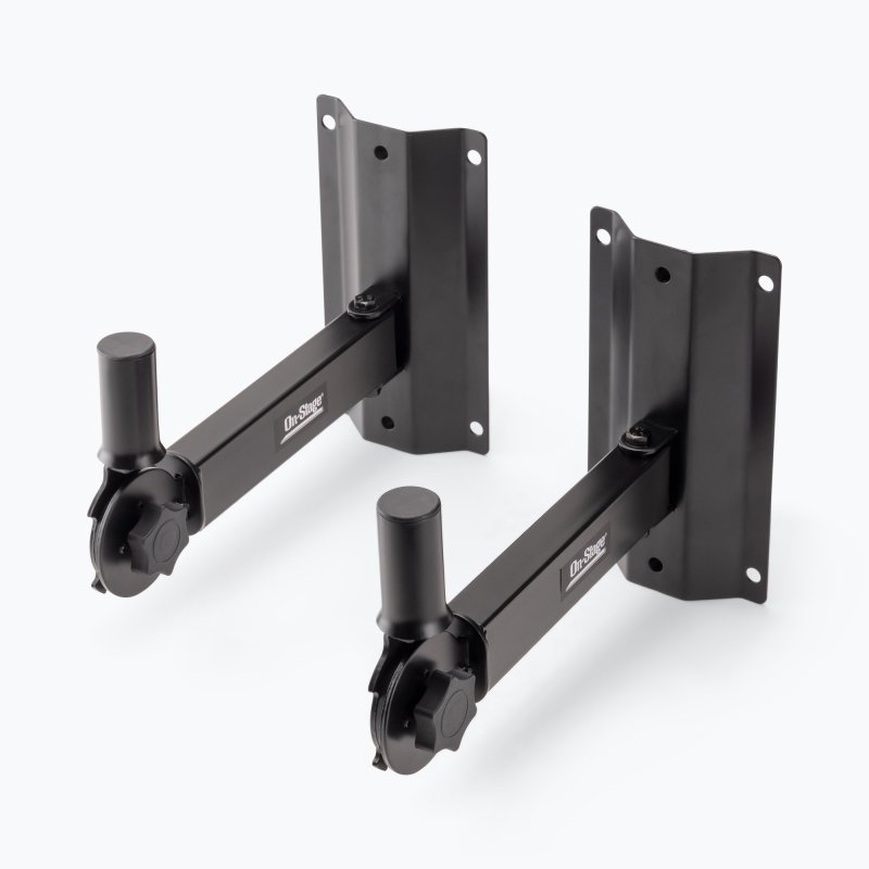 On-Stage SS7322B, Adjustable Wall-Mount Speaker Brackets, 80 lbs. Weight Capacity, Steel Construction, Black