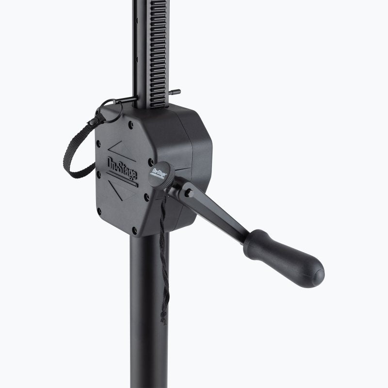 On-Stage SS8800B, Power Crank-Up Speaker Stand, Height Adjustment 47" - 80", 80 lbs Weight Capacity, Aluminum and Steel Construction, Black