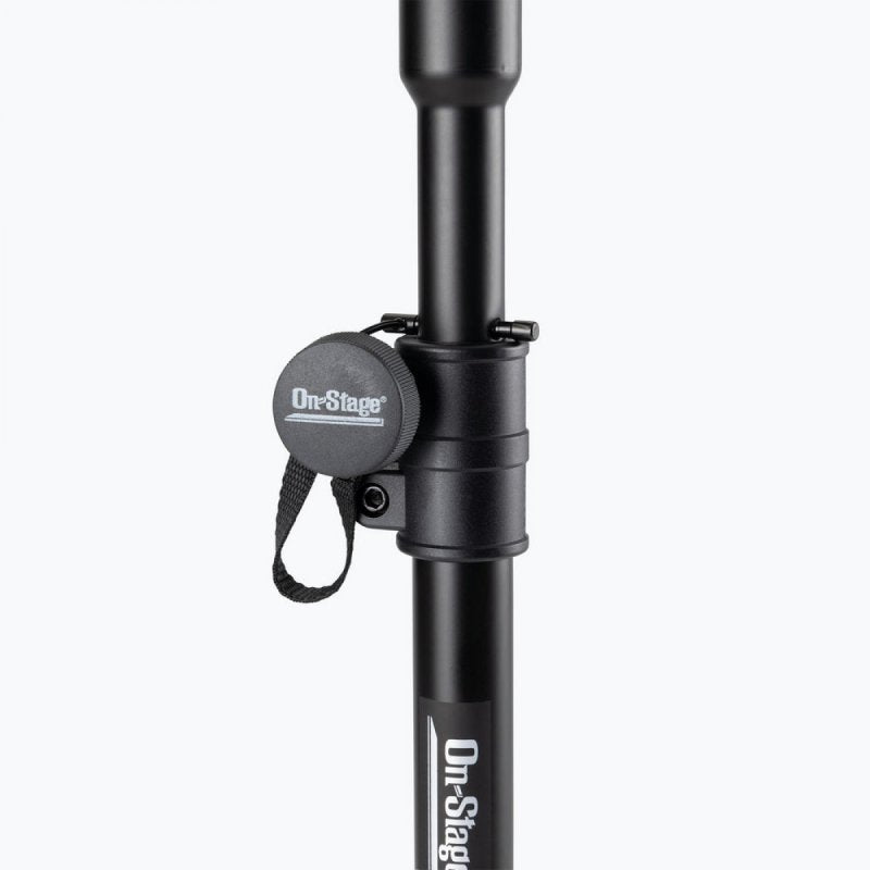 On-Stage SSAS7000B, Mini Adjustable Speaker Stand, Height Adjustment 27"-46", 60 lbs. Weight Capacity, 12.5" Base Spread, Aluminum Construction, Black