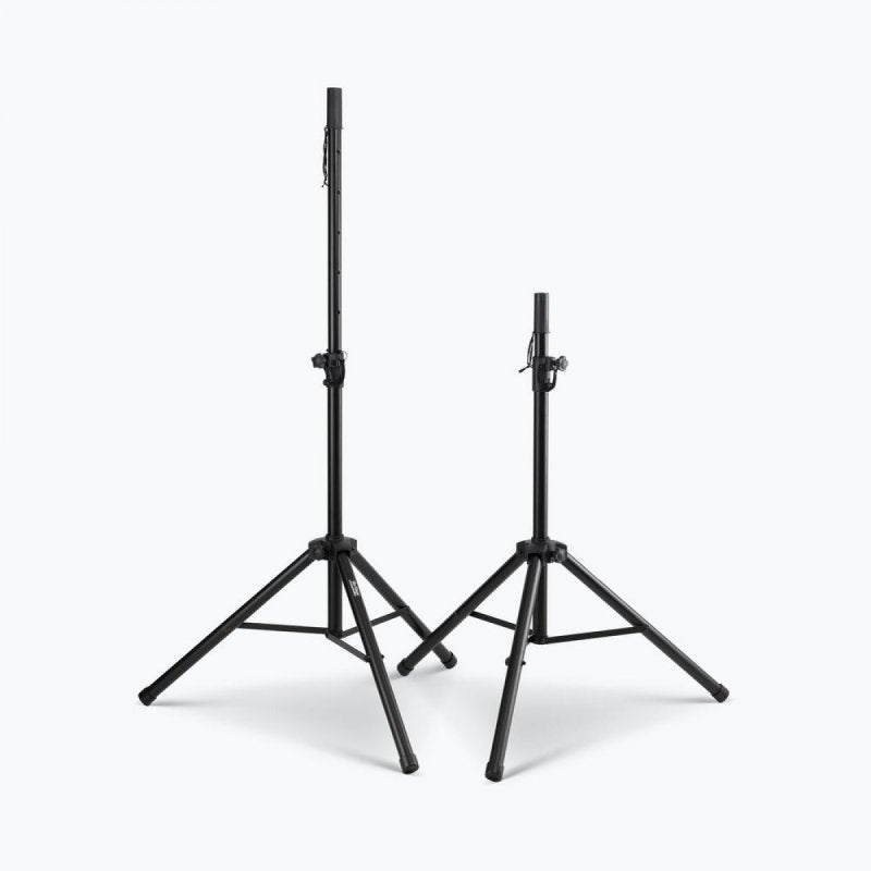 On-Stage SSP7750, Compact Speaker Stand Pack, Height Adjustment 37" - 60", 60 lbs Weight Capacity, Aluminum Construction, Black, Includes 2 Stands and Carry Bag