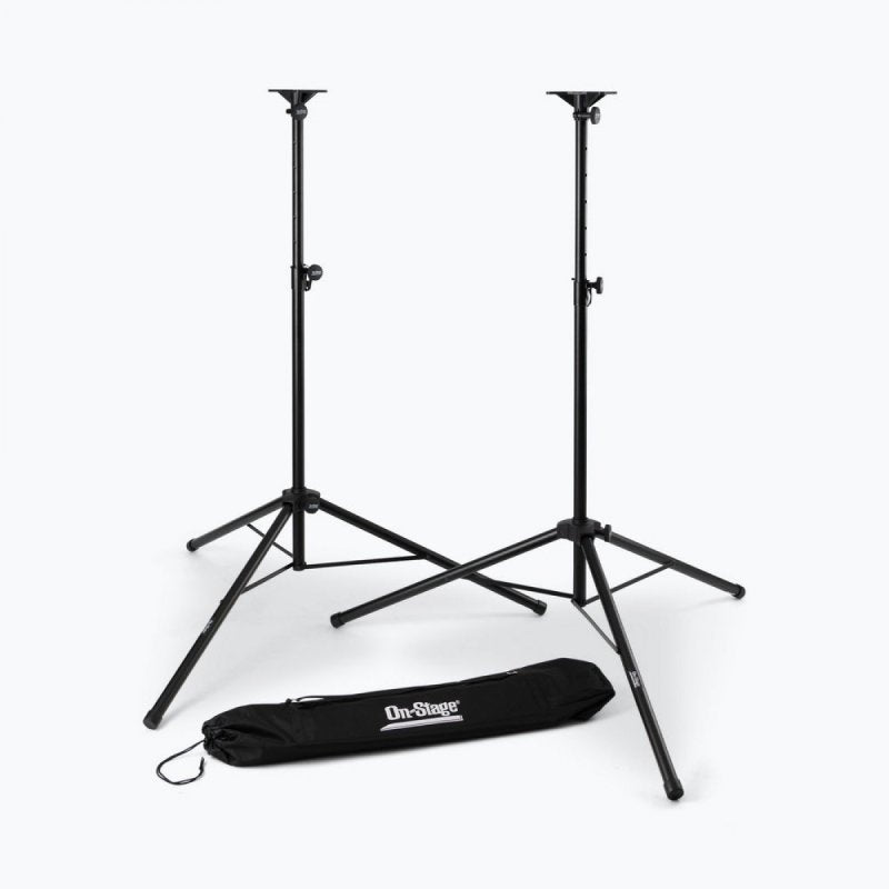 On-Stage SSP7850, Professional Speaker Stand Pack, Height Adjustment 46" - 74", 120 lbs Each Weight Capacity, Steel Construction, Black