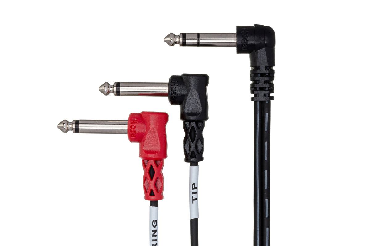 HOSA - Insert Cable, Right-angle 1/4 in TRS to Dual Right-angle 1/4 in TS, 1 m