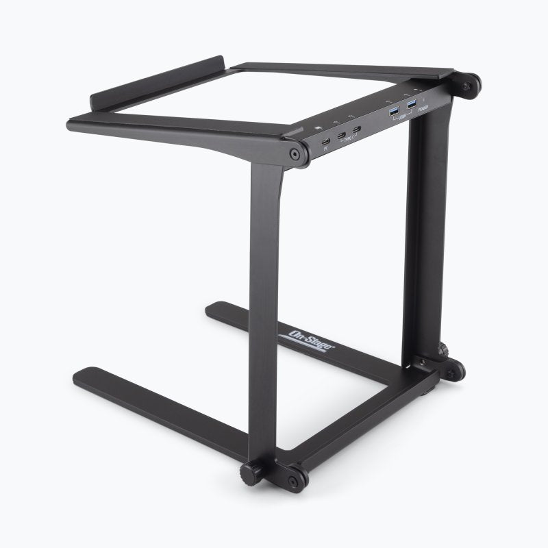 On-Stage LPT8000, Laptop Stand with USB Hub, 11 lbs. Weight Capacity, Black, Includes USB Charging cable, Instructions