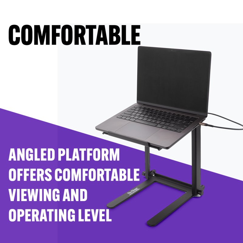 On-Stage LPT8000, Laptop Stand with USB Hub, 11 lbs. Weight Capacity, Black, Includes USB Charging cable, Instructions