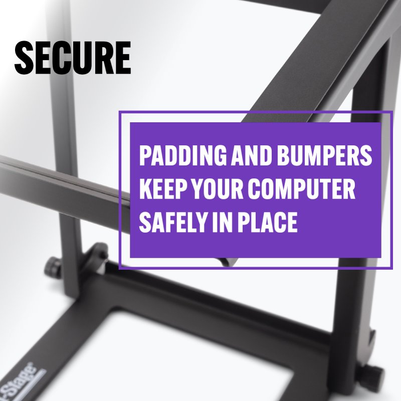 On-Stage LPT8000, Laptop Stand with USB Hub, 11 lbs. Weight Capacity, Black, Includes USB Charging cable, Instructions