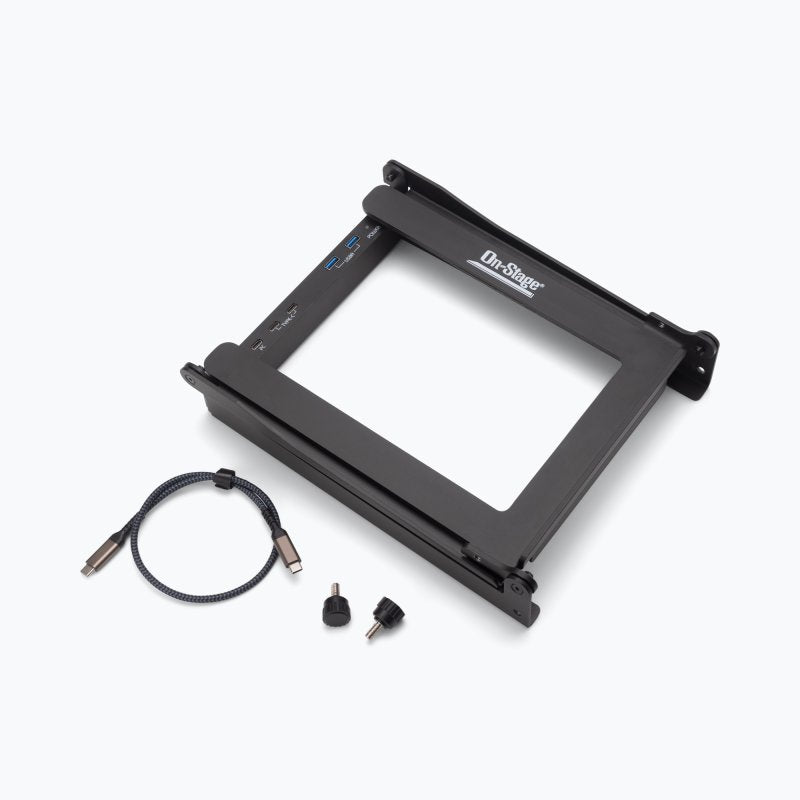 On-Stage LPT8000, Laptop Stand with USB Hub, 11 lbs. Weight Capacity, Black, Includes USB Charging cable, Instructions