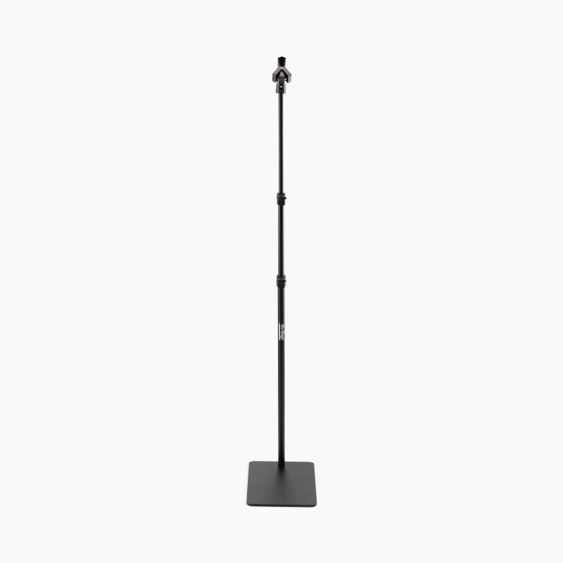 On-Stage MS7300, Mic Stand Flat Base, Height Adjustment 25"-66", 5/8"-27 Threading, Black, Includes Clothespin-style Mic Clip