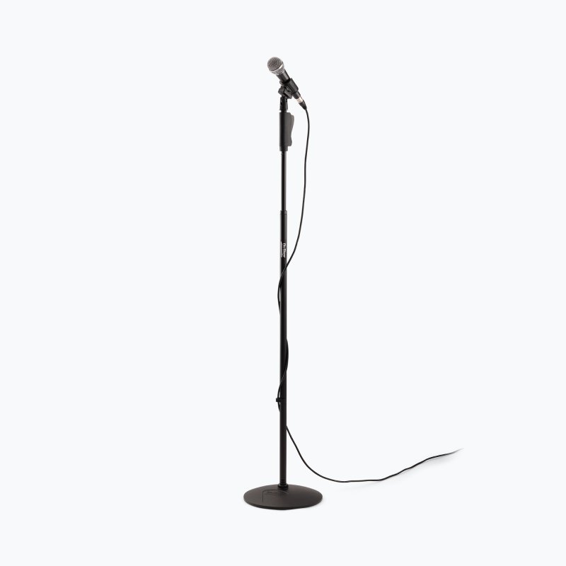 On-Stage MS9510, Production-Grade One-Handed Mic Stand with Round Base, Height Adjustment 43″-69.75″, 5/8"-27 Threading