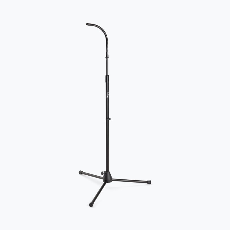 On-Stage MS7702B, Mic Stand with Gooseneck, Height Adjustment 32"-61.5", 23" Base Spread, 5/8"-27 Threading, Black