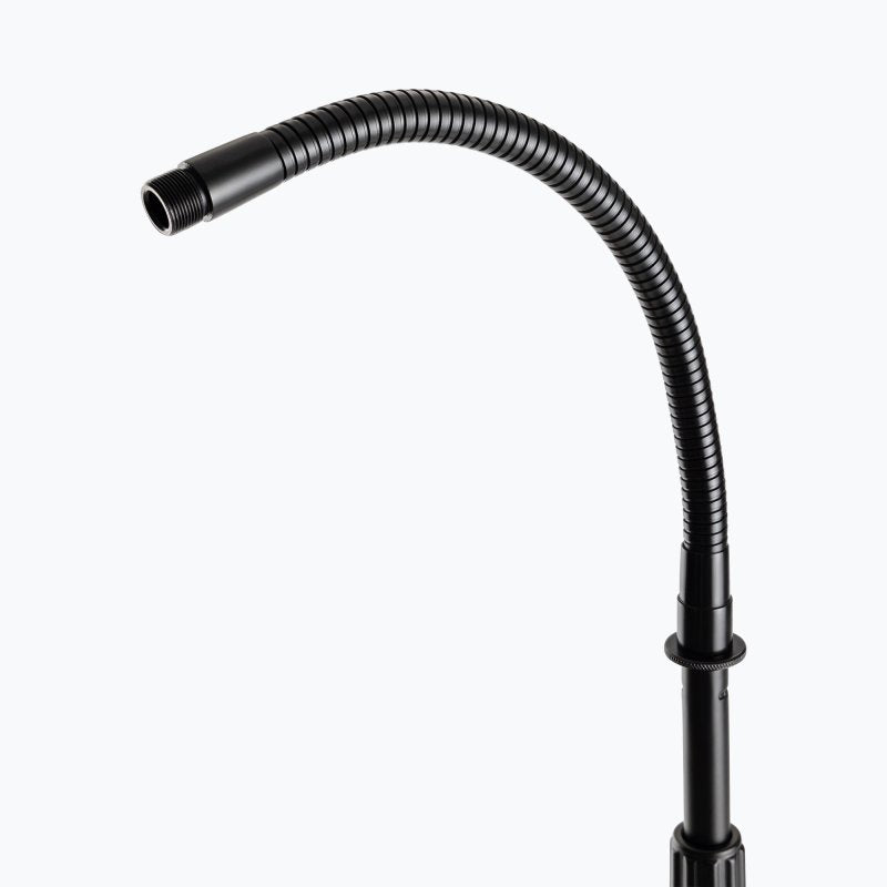On-Stage MS7702B, Mic Stand with Gooseneck, Height Adjustment 32"-61.5", 23" Base Spread, 5/8"-27 Threading, Black