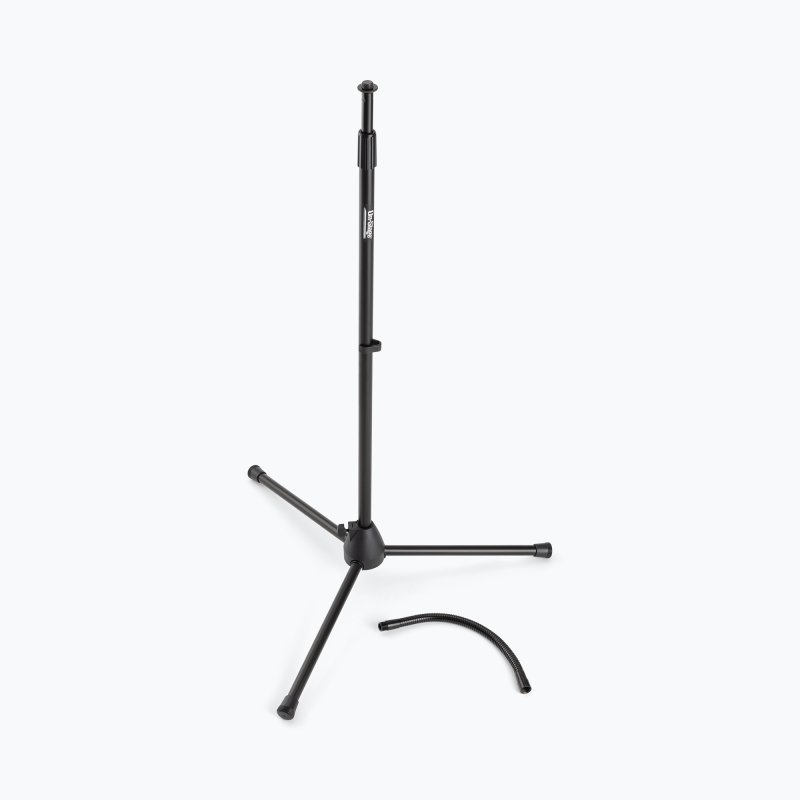 On-Stage MS7702B, Mic Stand with Gooseneck, Height Adjustment 32"-61.5", 23" Base Spread, 5/8"-27 Threading, Black