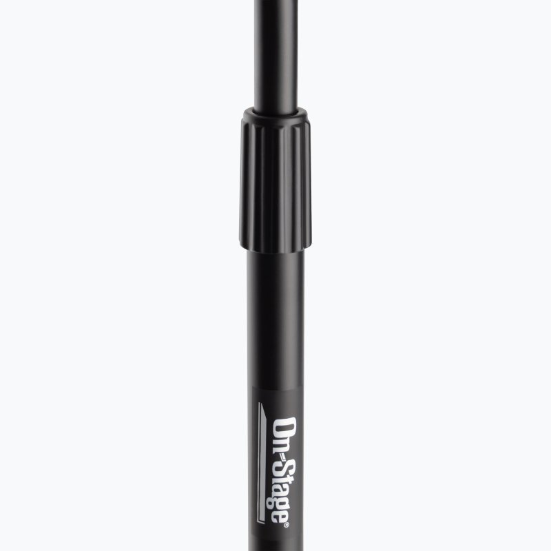 On-Stage MS7702B, Mic Stand with Gooseneck, Height Adjustment 32"-61.5", 23" Base Spread, 5/8"-27 Threading, Black
