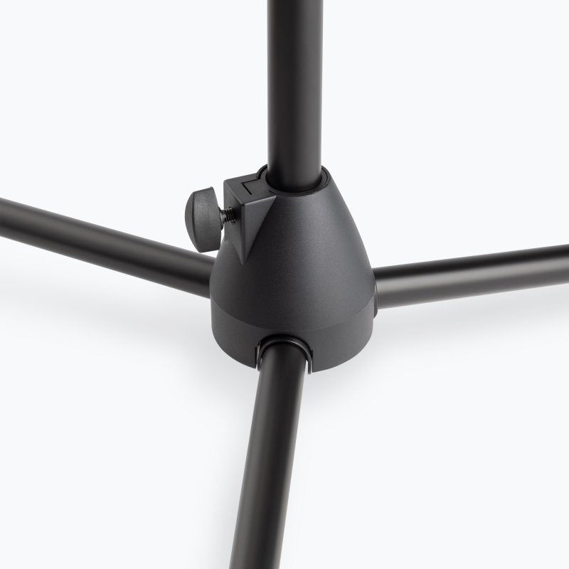 On-Stage MS7702B, Mic Stand with Gooseneck, Height Adjustment 32"-61.5", 23" Base Spread, 5/8"-27 Threading, Black