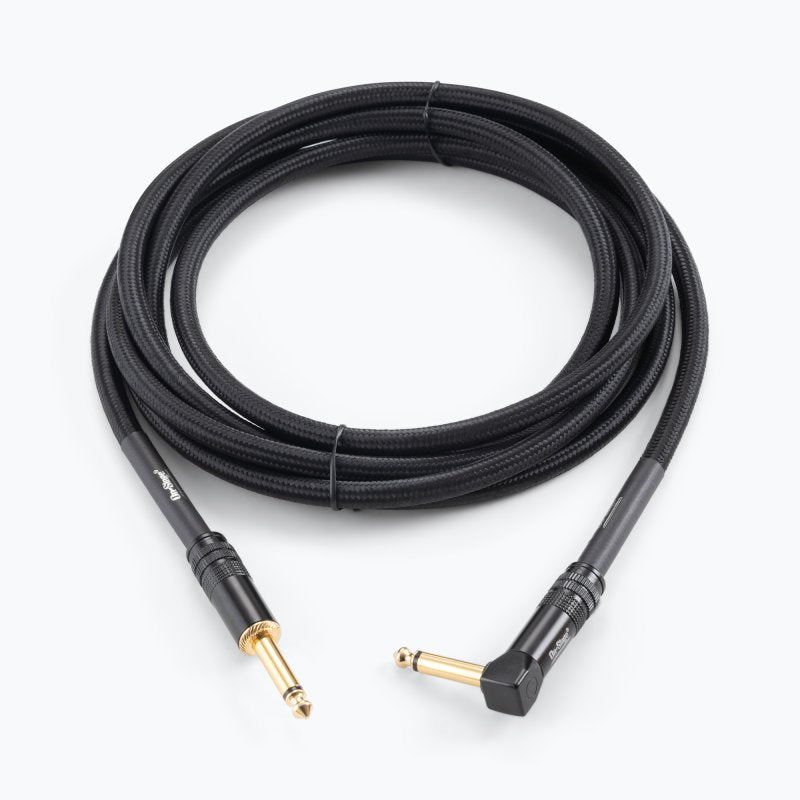 On-Stage OSPRO-ICR-10, Production-Grade Braided Instrument Cable (Right Angle to Straight) 10 ft, 24 AWG Gauge, Oxygen-free copper, Braided Shielding Construction