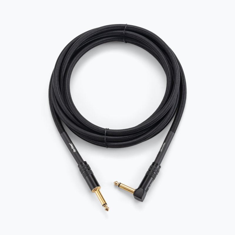 On-Stage OSPRO-ICR-10, Production-Grade Braided Instrument Cable (Right Angle to Straight) 10 ft, 24 AWG Gauge, Oxygen-free copper, Braided Shielding Construction