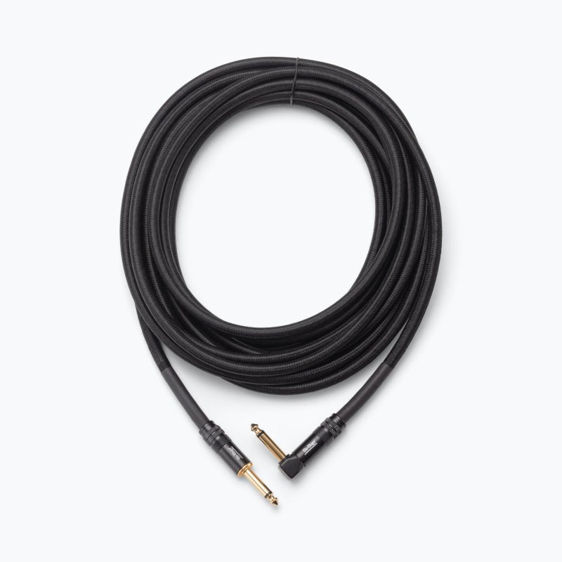 On-Stage OSPRO-ICR-15, Production-Grade Braided Instrument Cable (Right Angle to Straight) 15 ft, 24 AWG Gauge, Oxygen-free copper, Braided Shielding Construction