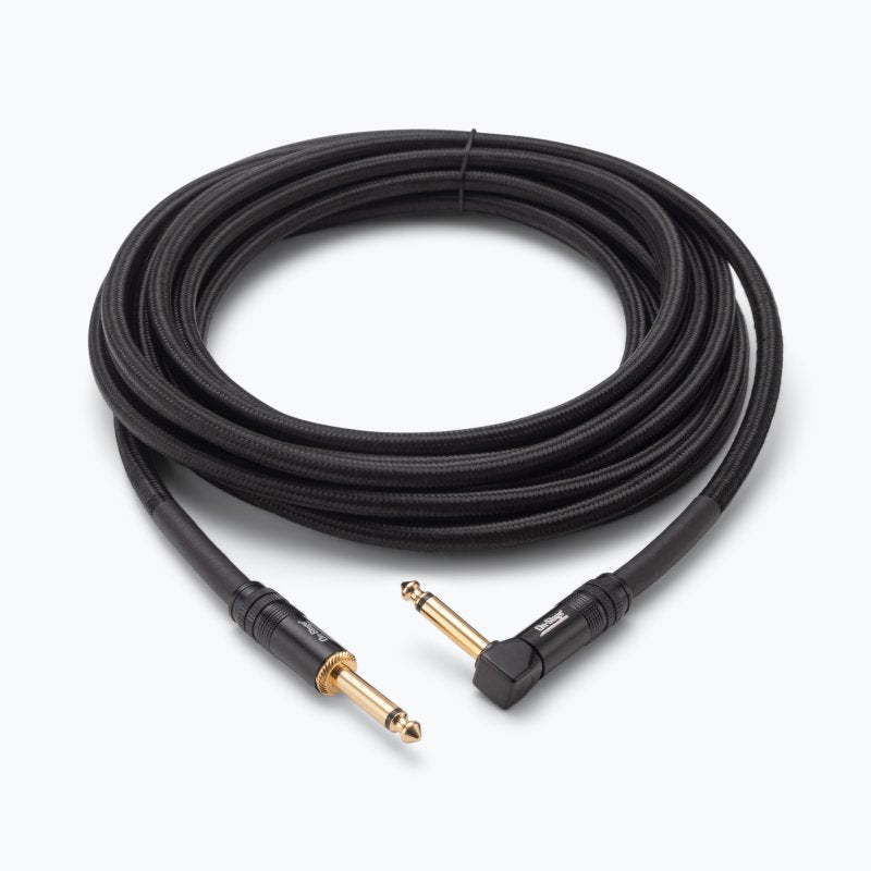 On-Stage OSPRO-ICR-25, Production-Grade Braided Instrument Cable (Right Angle to Straight) 25 ft, 24 AWG Gauge, Oxygen-free copper, Braided Shielding Construction