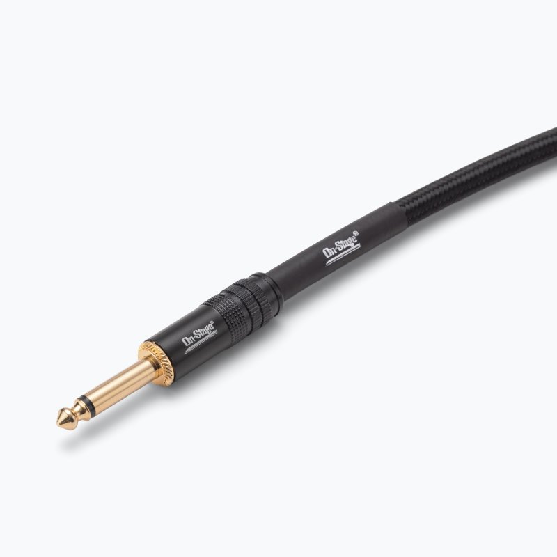 On-Stage OSPRO-ICS-15, Production-Grade Braided Instrument Cable (Straight to Straight) 15 ft, Gold-plated, Straight ¼" Connectors Connectors, 24 AWG Gauge, Oxygen-free copper, Braided Shielding Construction
