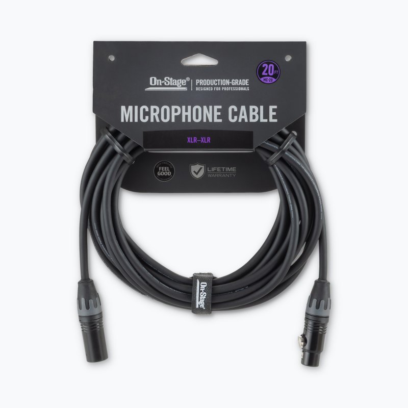 On-Stage OSPRO-MC-20, Production-Grade Microphone Cable (XLR to XLR) 20 ft, Gold-plated, XLR to XLR Connectors, 24 AWG Gauge, Oxygen-free Copper Construction