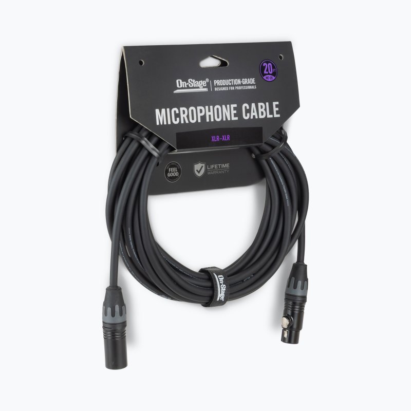 On-Stage OSPRO-MC-20, Production-Grade Microphone Cable (XLR to XLR) 20 ft, Gold-plated, XLR to XLR Connectors, 24 AWG Gauge, Oxygen-free Copper Construction