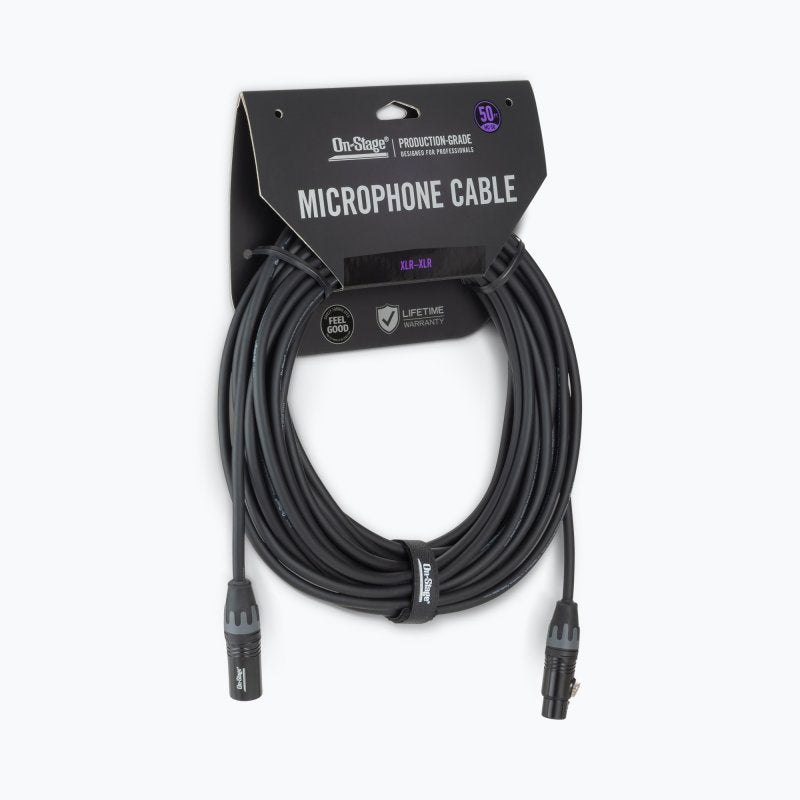 On-Stage OSPRO-MC-50, Production-Grade Microphone Cable (XLR to XLR) 50 ft, Gold-plated, XLR to XLR Connectors, 24 AWG Gauge, Oxygen-free Copper Construction