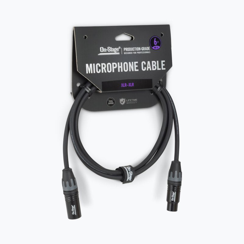 On-Stage OSPRO-MC-6, Production-Grade Microphone Cable (XLR to XLR) 6 ft, Gold-plated, XLR to XLR Connectors, 24 AWG Gauge, Oxygen-free Copper Construction