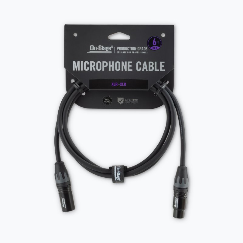 On-Stage OSPRO-MC-6, Production-Grade Microphone Cable (XLR to XLR) 6 ft, Gold-plated, XLR to XLR Connectors, 24 AWG Gauge, Oxygen-free Copper Construction