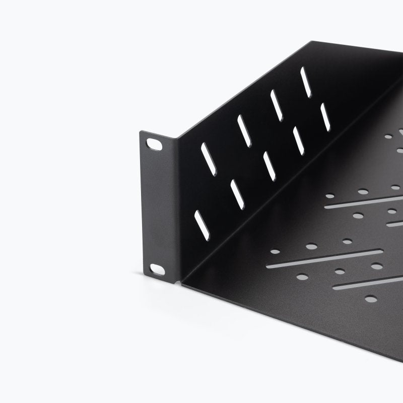 On-Stage RVS2000, 2U Vented Rack Shelf, Height 3.51", 19" Length, 35 lbs. Weight Capacity, Steel Construction, Black