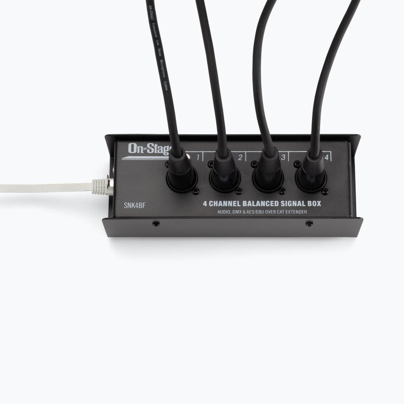 On-Stage OSPRO-SNK4BF, Production-Grade Snake Signal Box Female, Consolidates Four of Your XLR Connections Into One Ethernet Cable, Route Signals in Either Direction
