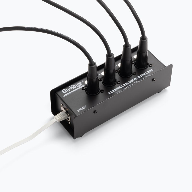 On-Stage OSPRO-SNK4BF, Production-Grade Snake Signal Box Female, Consolidates Four of Your XLR Connections Into One Ethernet Cable, Route Signals in Either Direction
