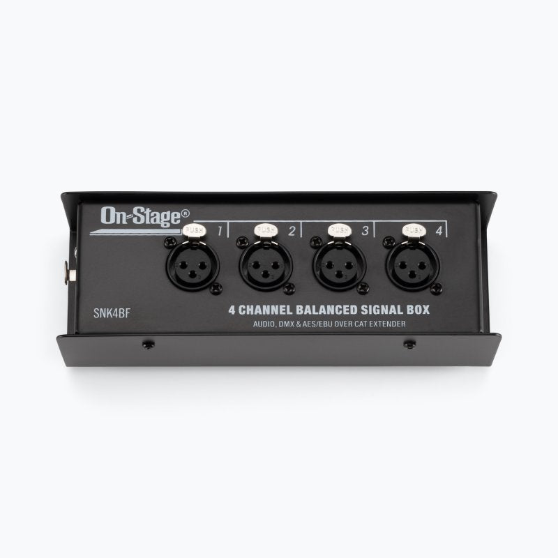 On-Stage OSPRO-SNK4BF, Production-Grade Snake Signal Box Female, Consolidates Four of Your XLR Connections Into One Ethernet Cable, Route Signals in Either Direction
