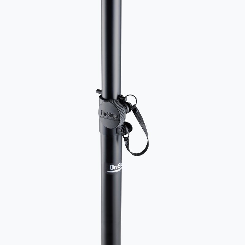 On-Stage SS8000, Production-Grade Speaker/Lighting Stand, Height Adjustment 55.51 - 98.42 in, 65 lb Weight Capacity, Steel with Metal Knob Material, Black, Includes 38mm Speaker Adapter, M10x35mm Bolt and Washer