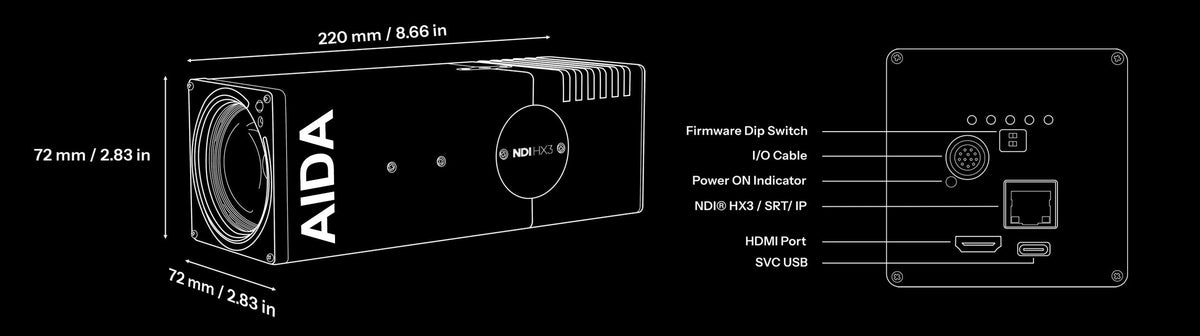 AIDA UHD-NDI3-X30, UHD 4K/60 NDI®|HX3/IP/SRT/HDMI PoE 30X Zoom POV Camera