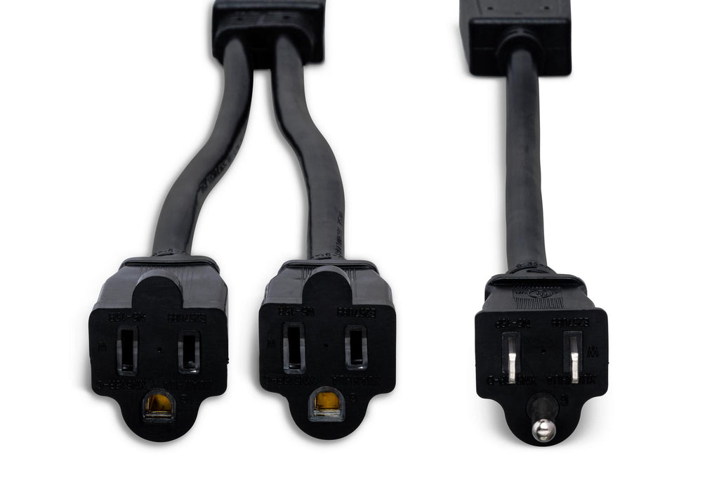HOSA - Power Extension Y Cable, Dual NEMA 5-15R to NEMA 5-15P, 14 AWG x 3 OFC
