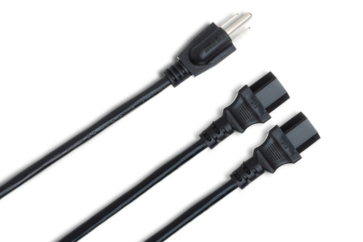 HOSA - Power Y Cable, Dual IEC C13 to NEMA 5-15P, 1.5 ft