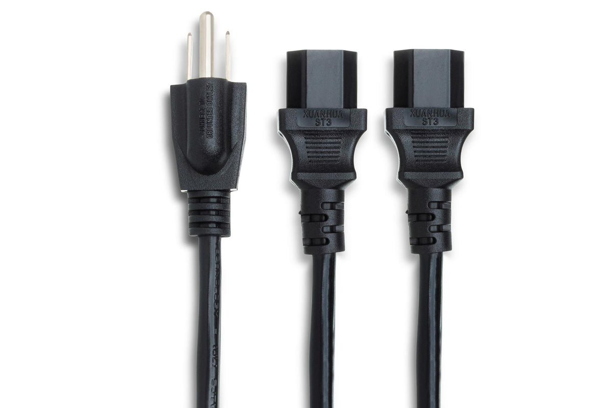 HOSA - Power Y Cable, Dual IEC C13 to NEMA 5-15P, 1.5 ft