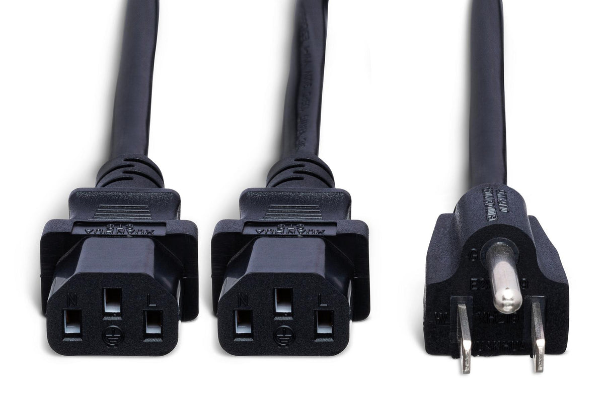 HOSA - Power Y Cable, Dual IEC C13 to NEMA 5-15P, 1.5 ft