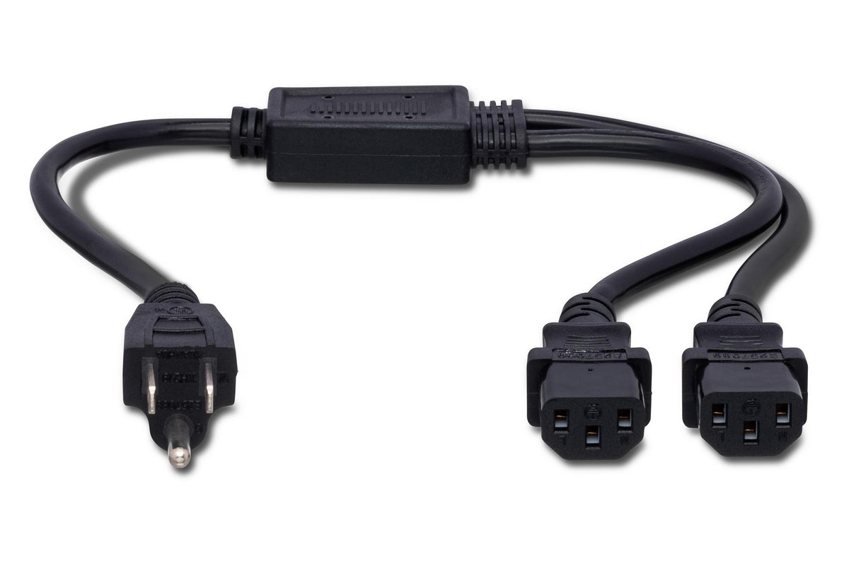 HOSA - Power Y Cable, Dual IEC C13 to NEMA 5-15P, 1.5 ft