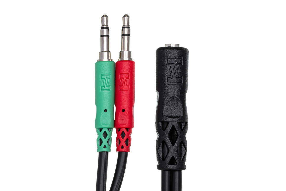 HOSA - Headset/Mic Breakout Cable, 3.5 mm TRRSF to Dual 3.5 mm TRS