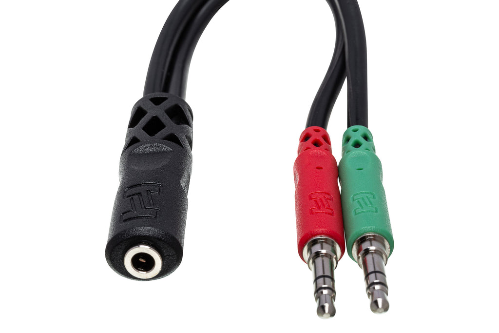 HOSA - Headset/Mic Breakout Cable, 3.5 mm TRRSF to Dual 3.5 mm TRS