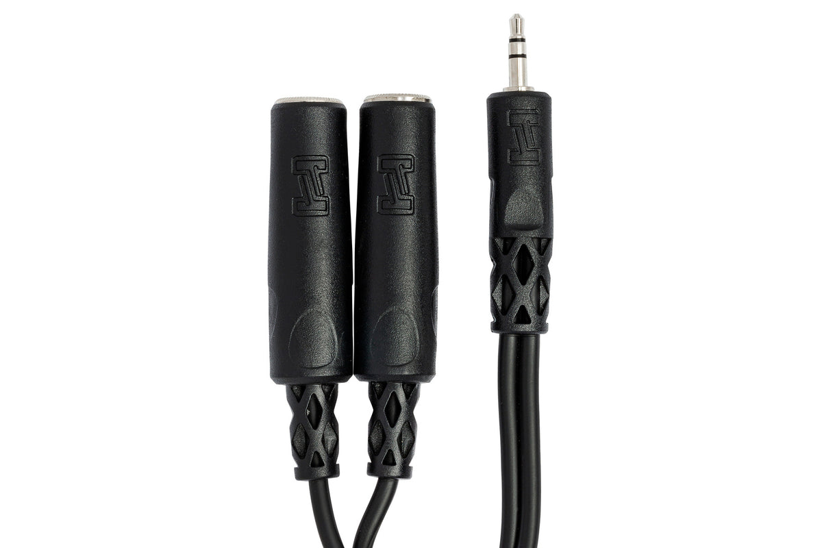 HOSA - Y Cable, 3.5 mm TRS to Dual 1/4 in TRSF