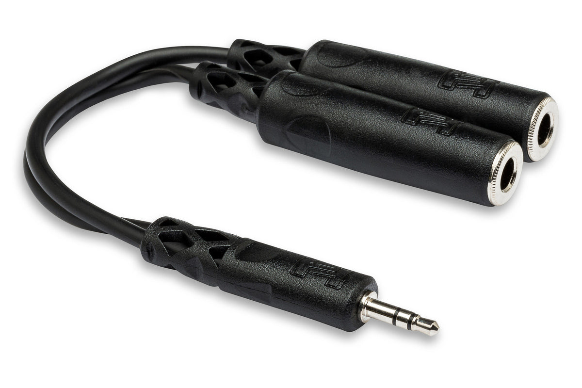 HOSA - Y Cable, 3.5 mm TRS to Dual 1/4 in TRSF