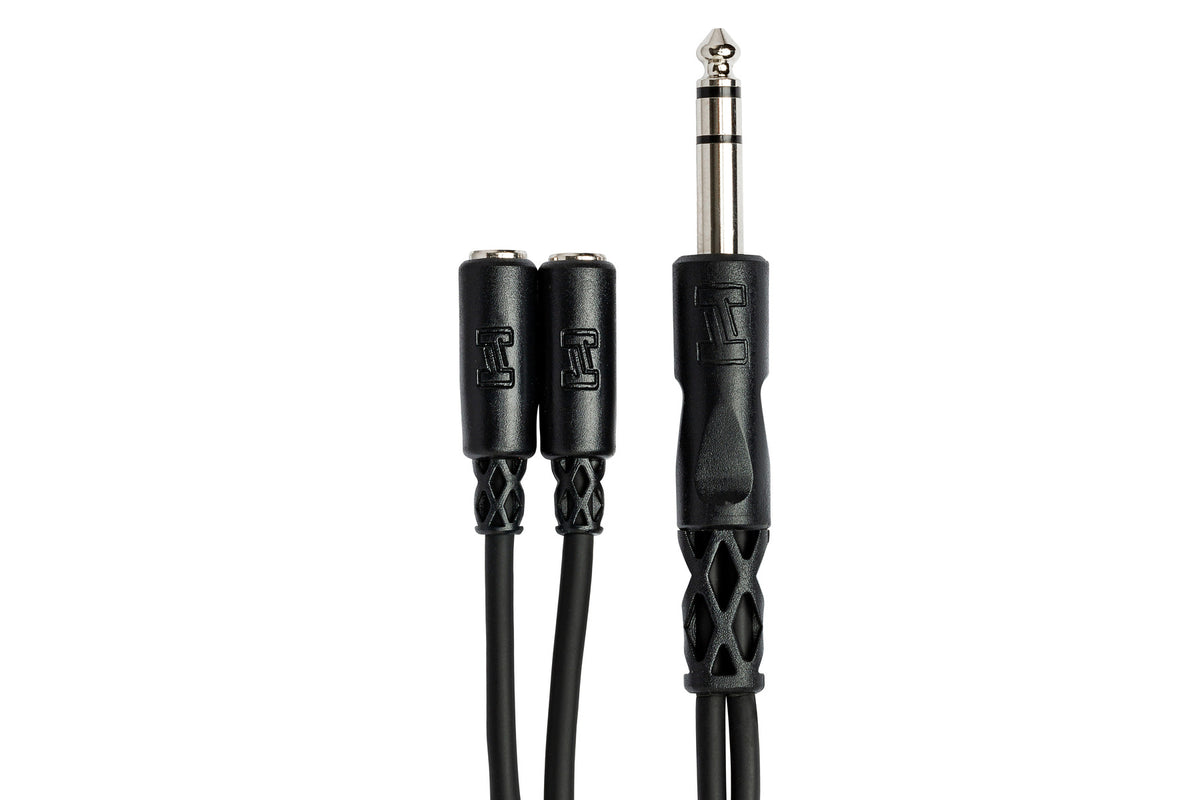 HOSA - Y Cable, 1/4 in TRS to Dual 3.5 mm TRSF