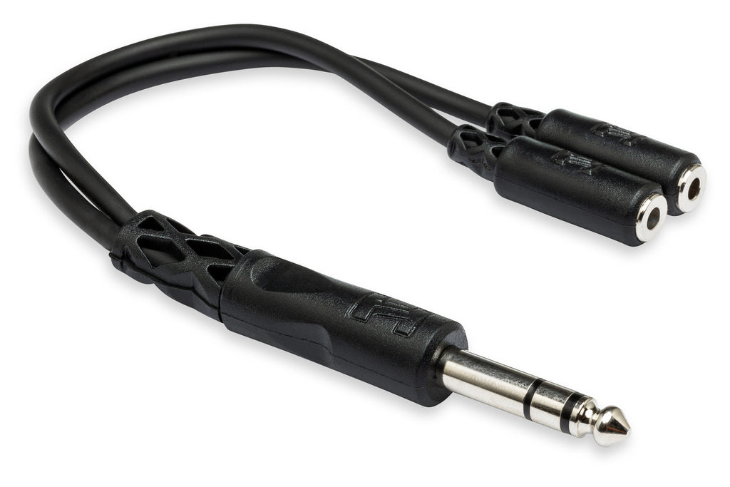 HOSA - Y Cable, 1/4 in TRS to Dual 3.5 mm TRSF