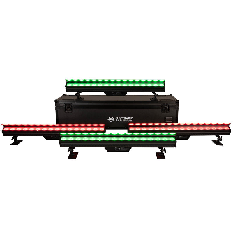 ADJ ElectraPix Bar 16 Pak, 4 x Electrapix Bar 16 in a Rechargable Road Case