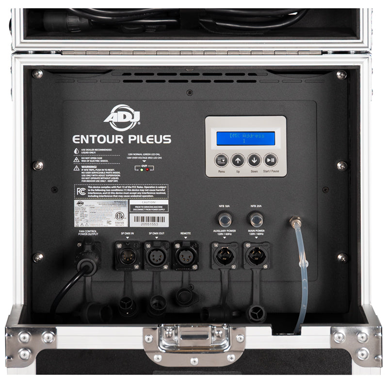 ADJ Entour Pileus - rear panel close-up with 5-pin DMX in/out