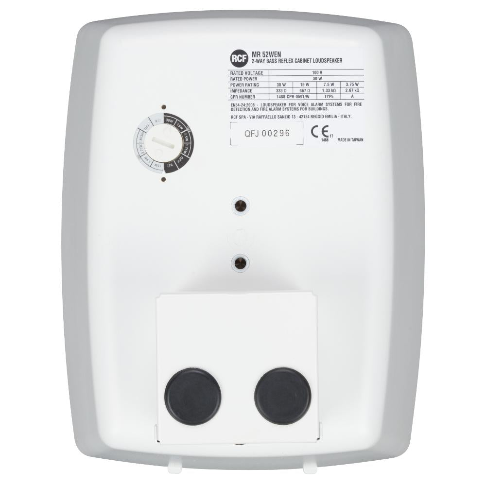 RCF MR 52EN W - 2 Way Bass Reflex Wall Mount Cabinet, 30W - White - Trasf/Low Imp
