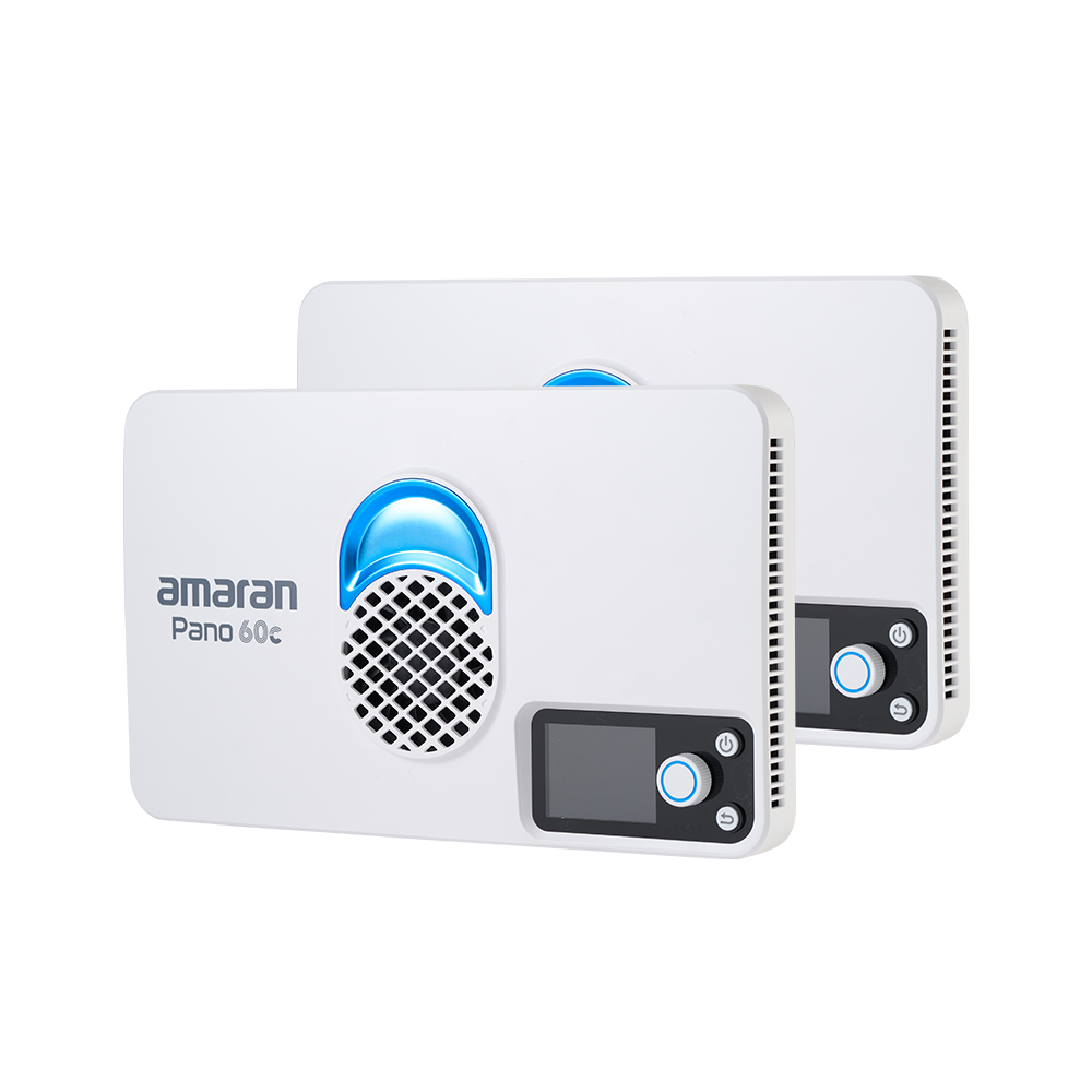 amaran Pano 60c 2-Light Kit (White), 60W Full-Color Panel LED Light, 2,300K - 10,000K CCT, CRI 96