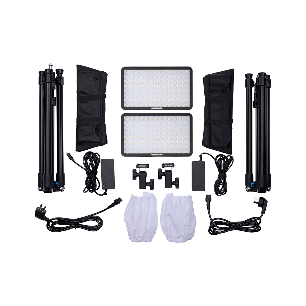 amaran Pano 60c 2-Light Kit (Charcoal), 60W Full-Color Panel LED Light, 2,300K - 10,000K CCT, CRI 96